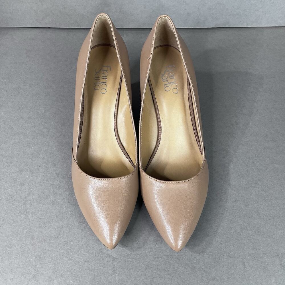 Franco Sarto Frankie Wedge Pumps Women's 10M Cool Taupe Leather Pointed Toe Nude - Picture 2 of 11